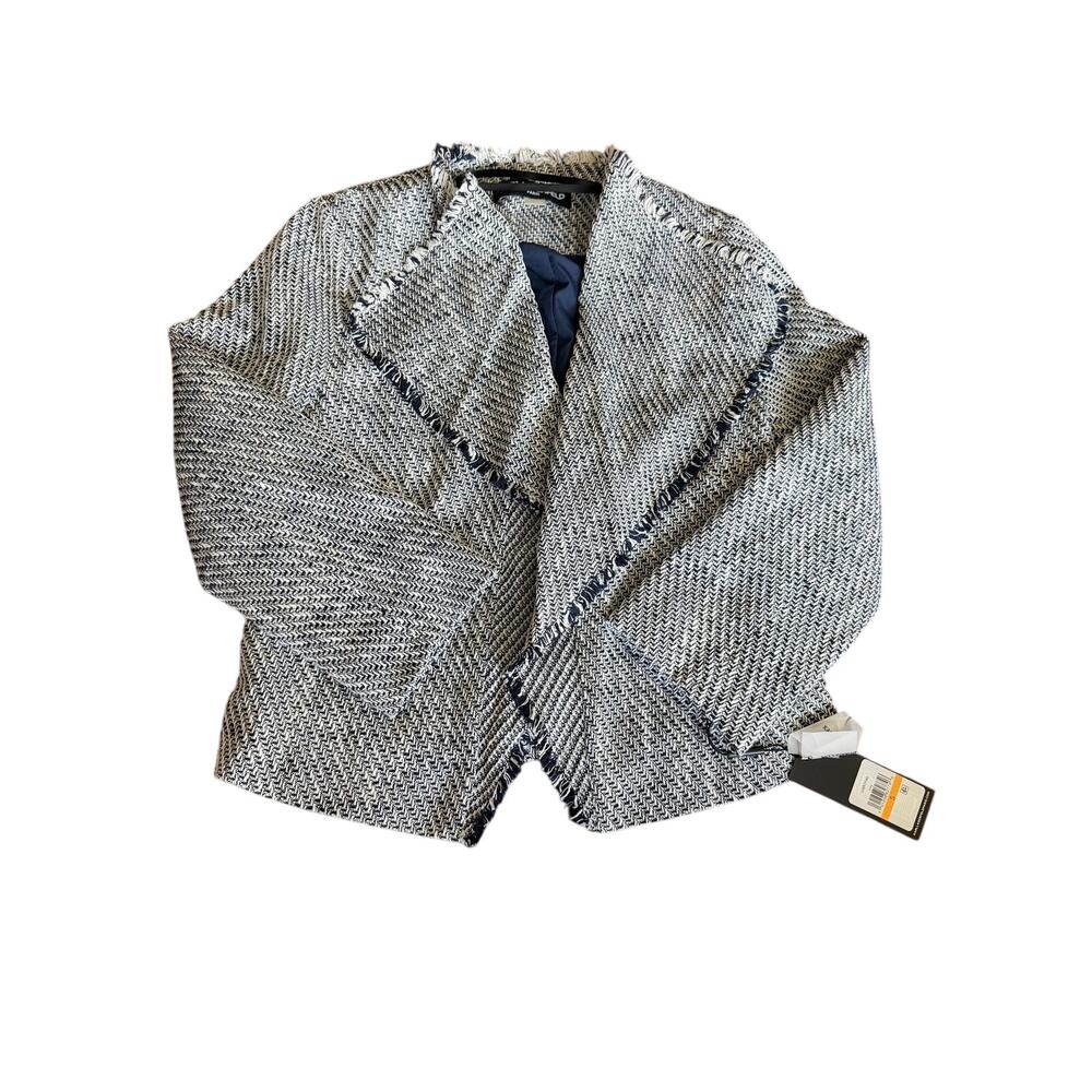 Karl Lagerfeld Paris open front tweed blazer small NEW